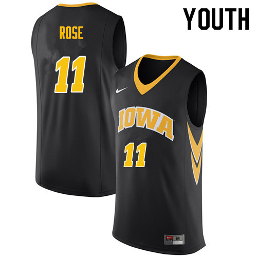 Youth #11 Charlie Rose Iowa Hawkeyes College Basketball Jerseys Sale-Black